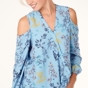 Stella & Dot Everett Cold Shoulder Floral Blouse